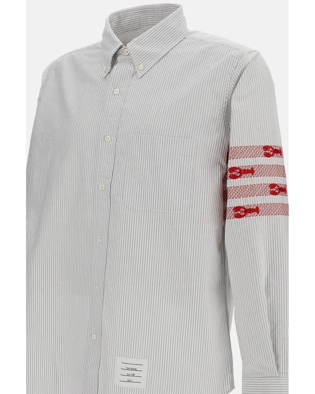 Thom Browne Gray 4-Bar Striped Shirt for men