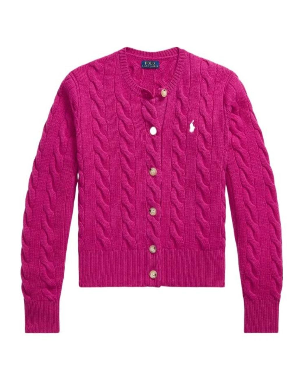 Polo Ralph Lauren Pink Cable-Knit Cardigan