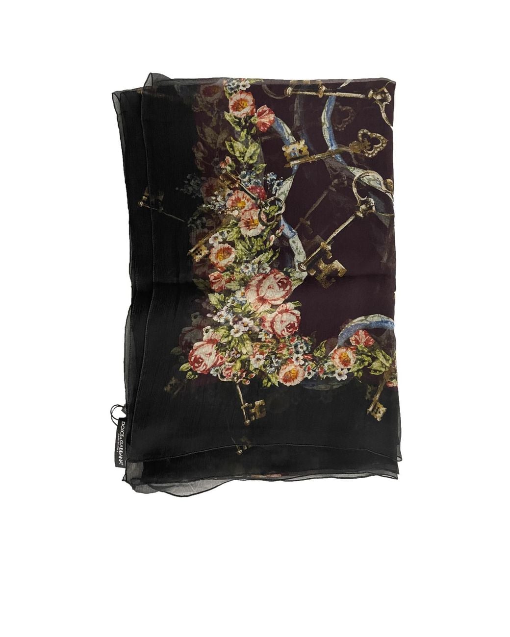 Dolce & Gabbana Black Printed Silk Scarf for men