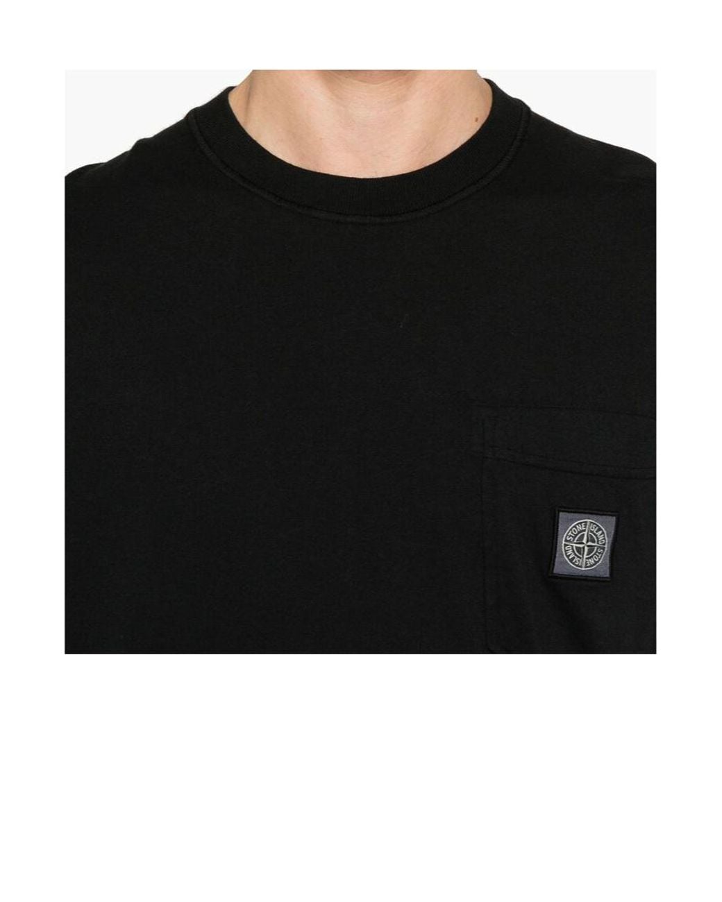 Stone Island Black Compass Patch Crewneck T-Shirt for men
