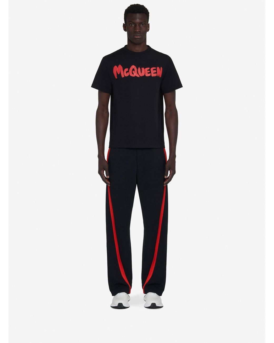 McQueen Black Logo Printed Crewneck T-Shirt for men