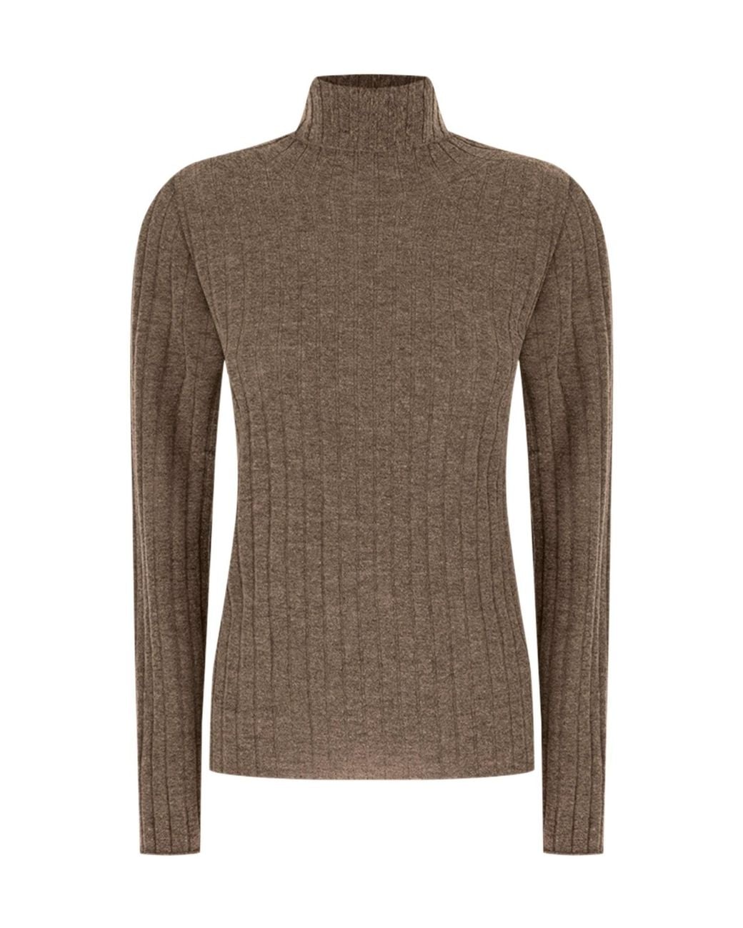 Peserico Brown Slim-Fit Long-Sleeve Turtleneck Knit Top