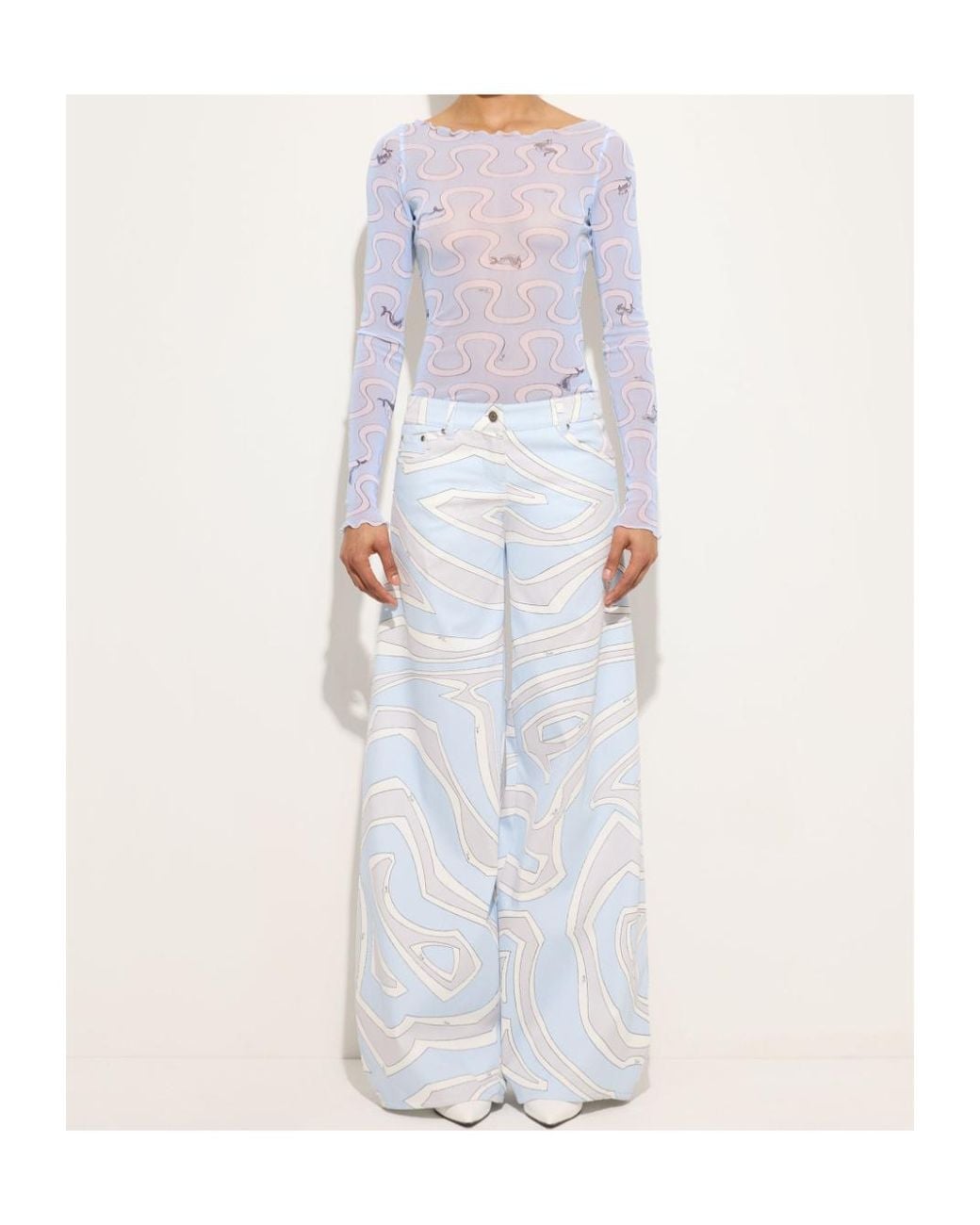 Emilio Pucci Blue Pucci Printed Long Sleeve Top