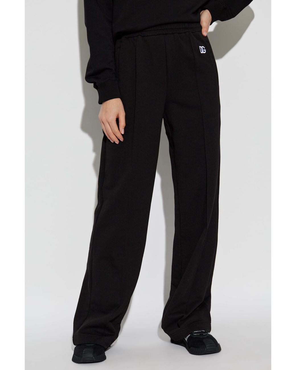 Dolce & Gabbana Black Dg Logo Embroidered Sweatpants