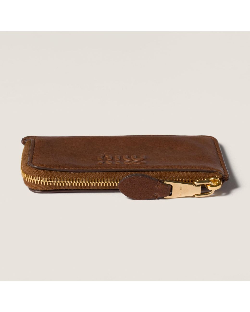 Miu Miu Brown Nappa Leather Envelope Card Holder