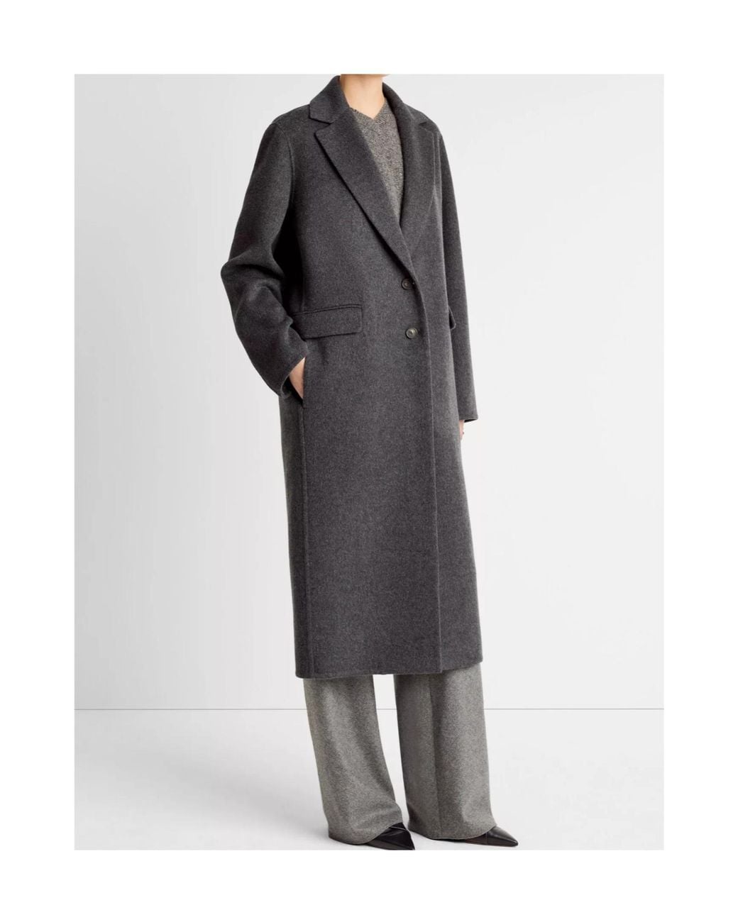 Vince Black Manteau Droit À Simple Boutonnage