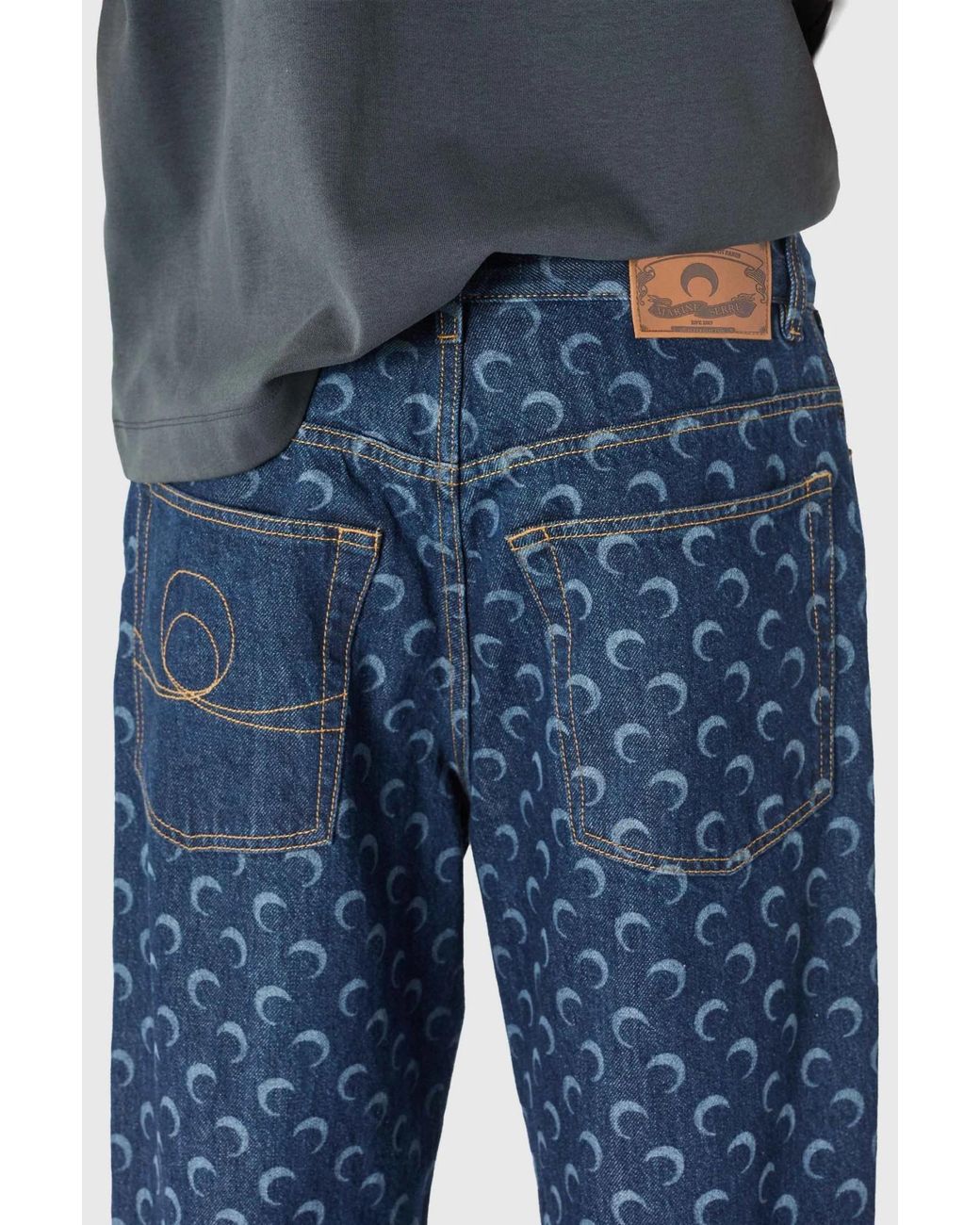 MARINE SERRE Blue Denim Straight Jeans for men