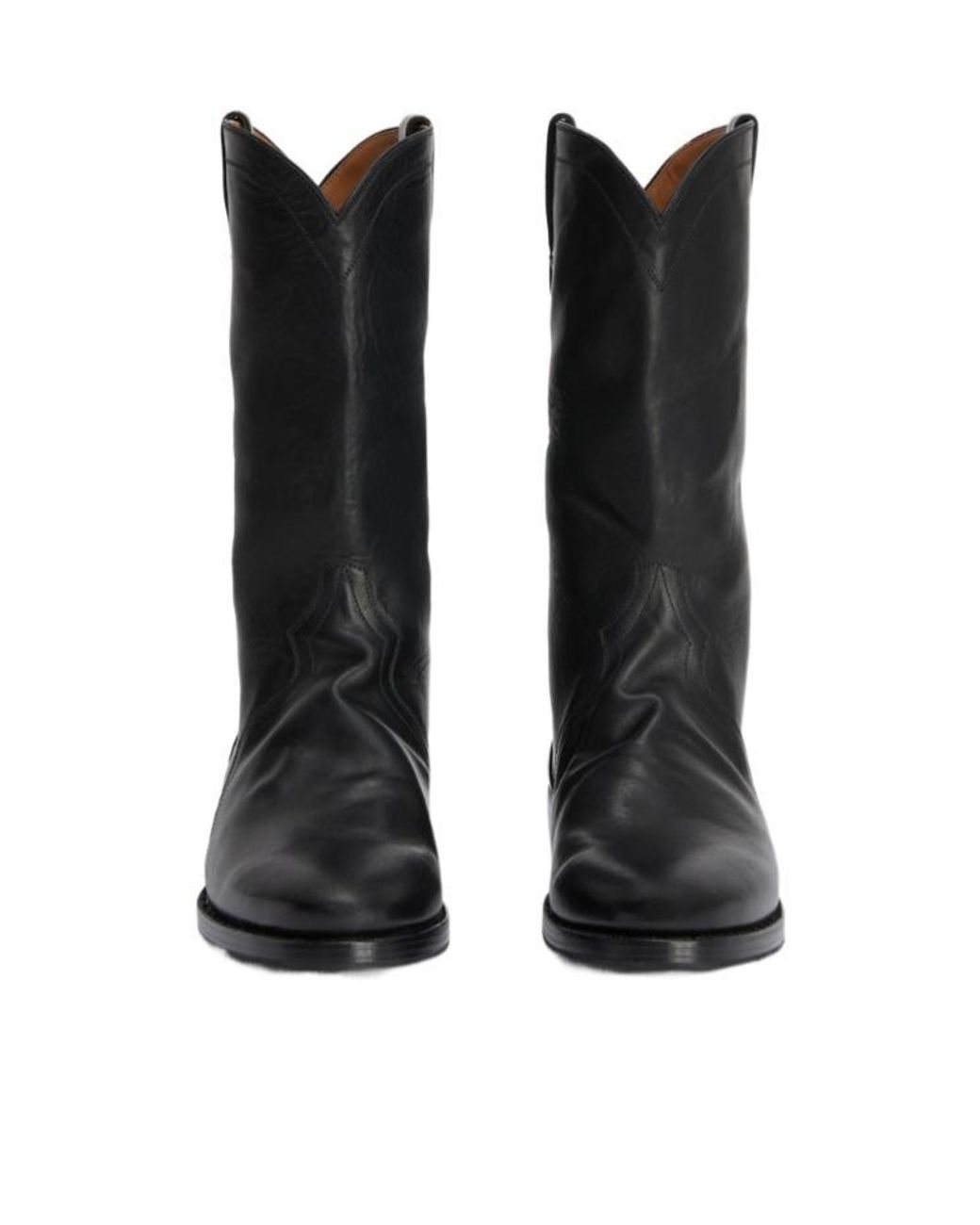 Jil Sander Black Round Toe Aged Effect Boots