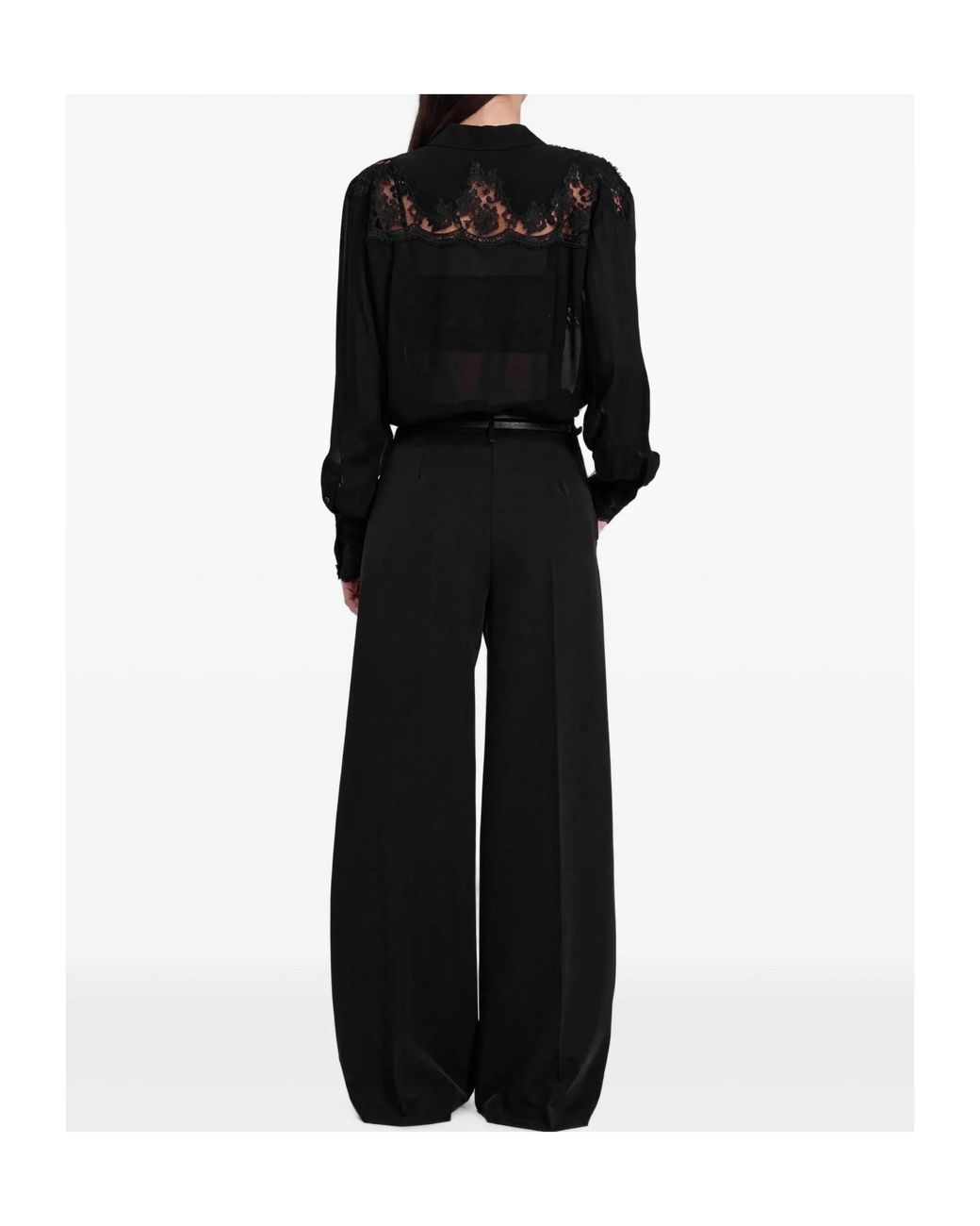 ERMANNO FIRENZE Black Flat-Front Trousers