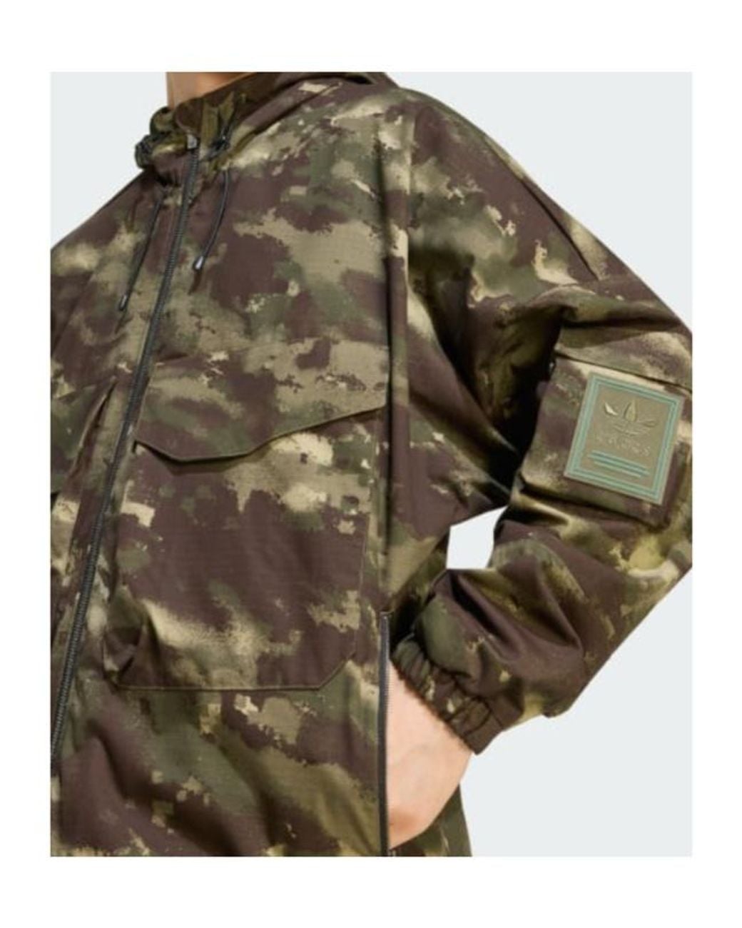 Adidas Originals Green Printed Hooded Jacket for men