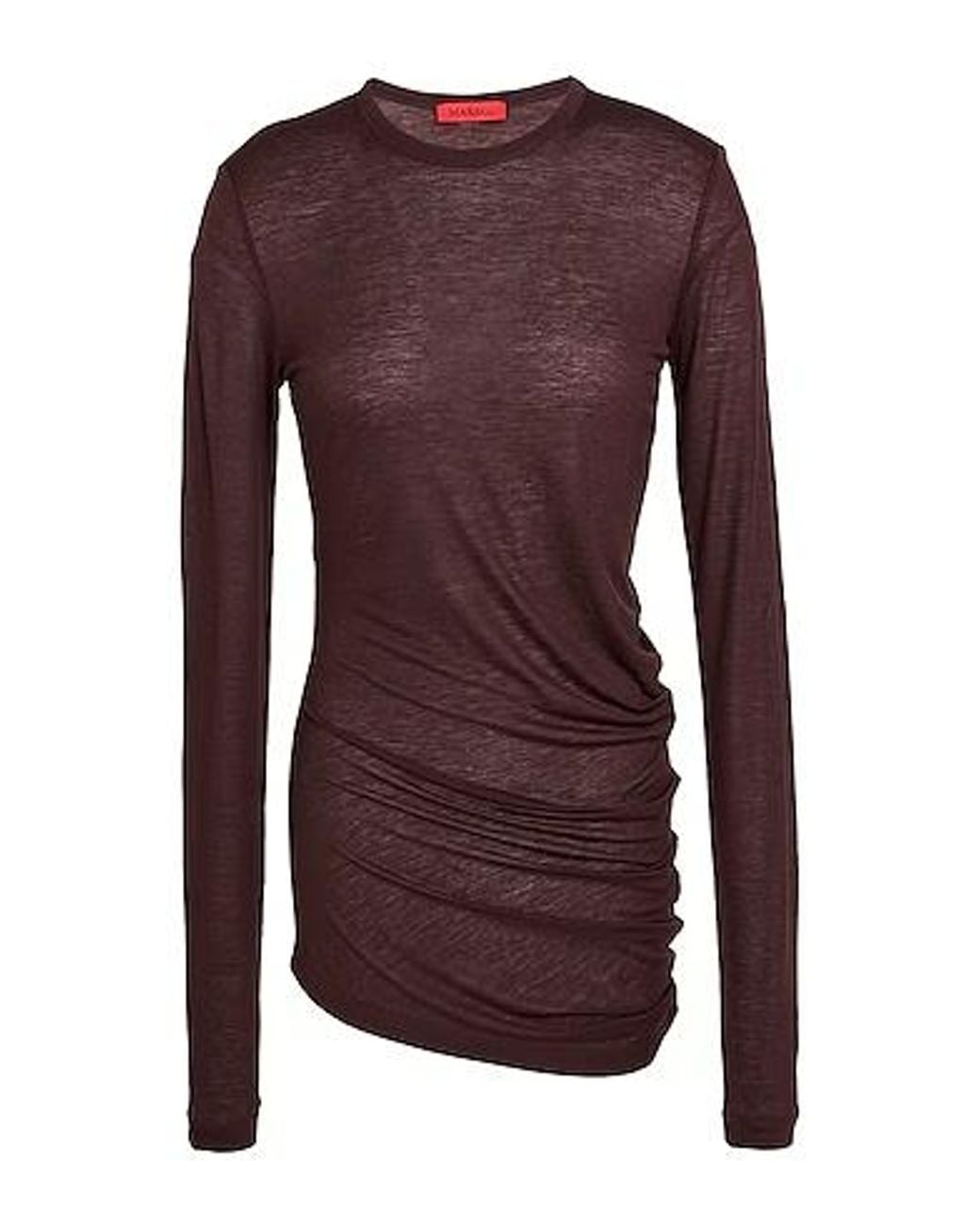 MAX&Co. Purple Solid Color Long-Sleeve Crew Neck T-Shirt