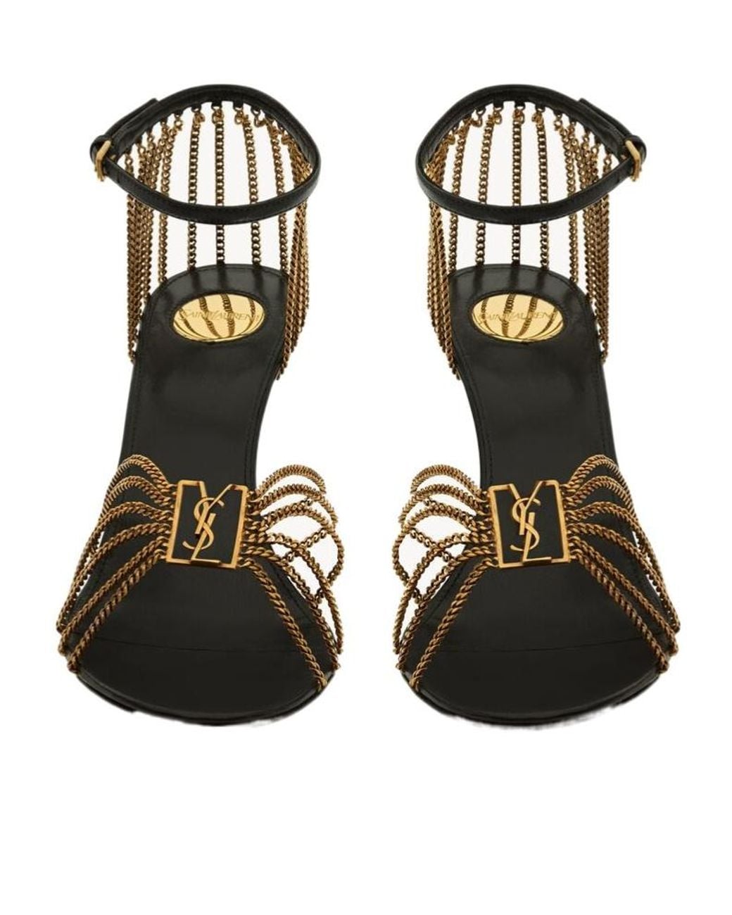 Saint Laurent Metallic Babylone Open Toe Sandals