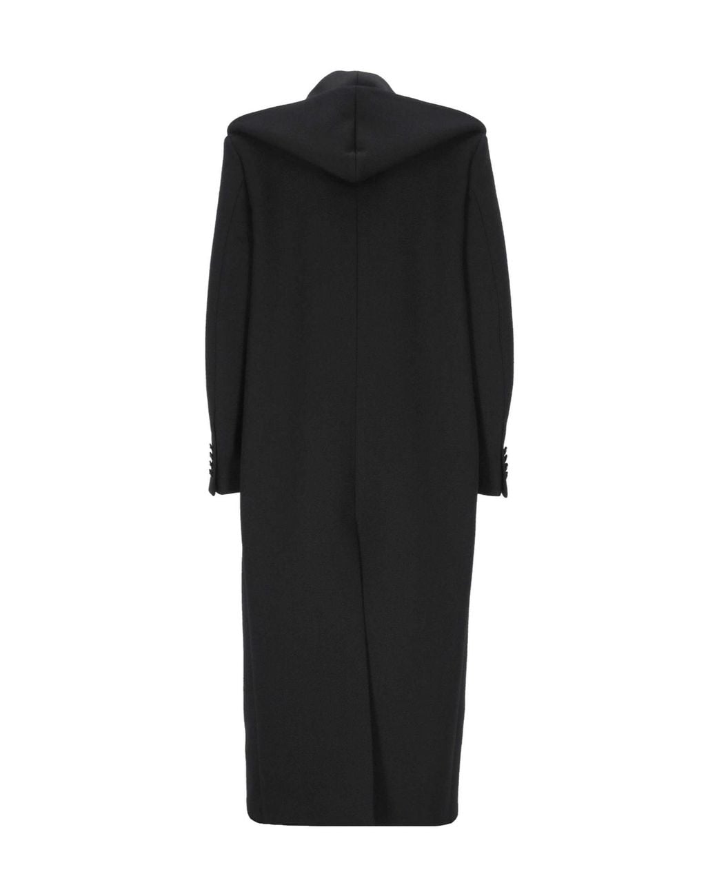 Balenciaga Black Long Hooded Double-Breasted Coat