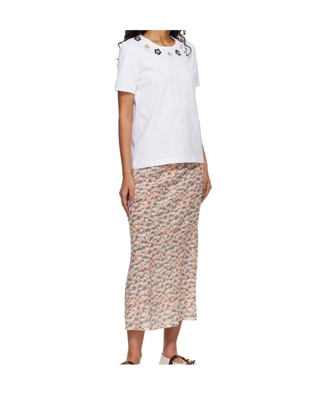 Marni White Floral-Embellished T-Shirt