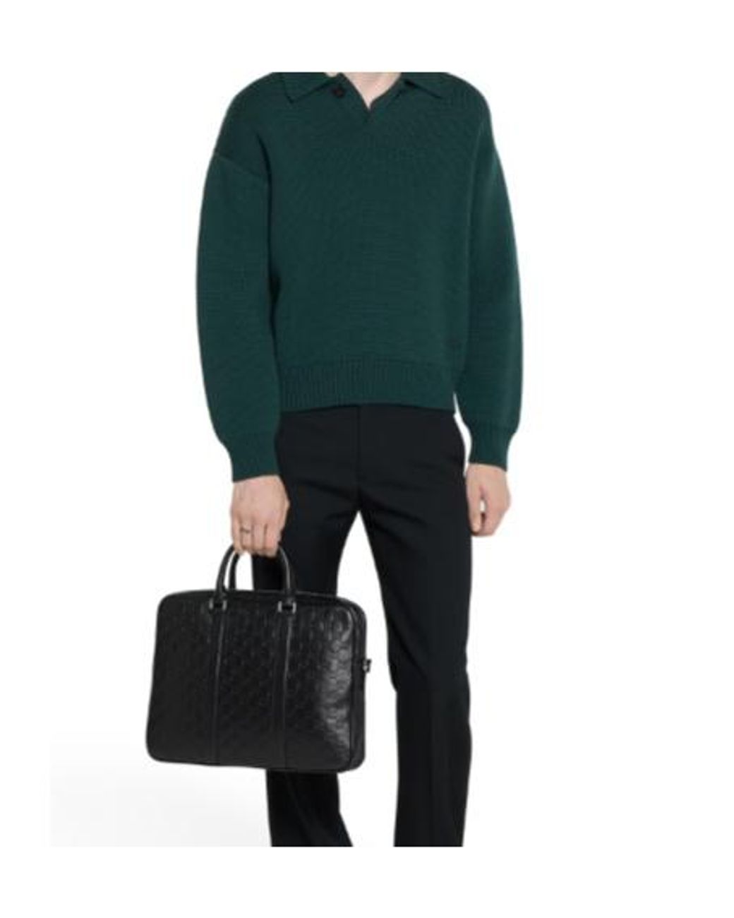 Gucci Black Gg Emblem Large Briefcase for men