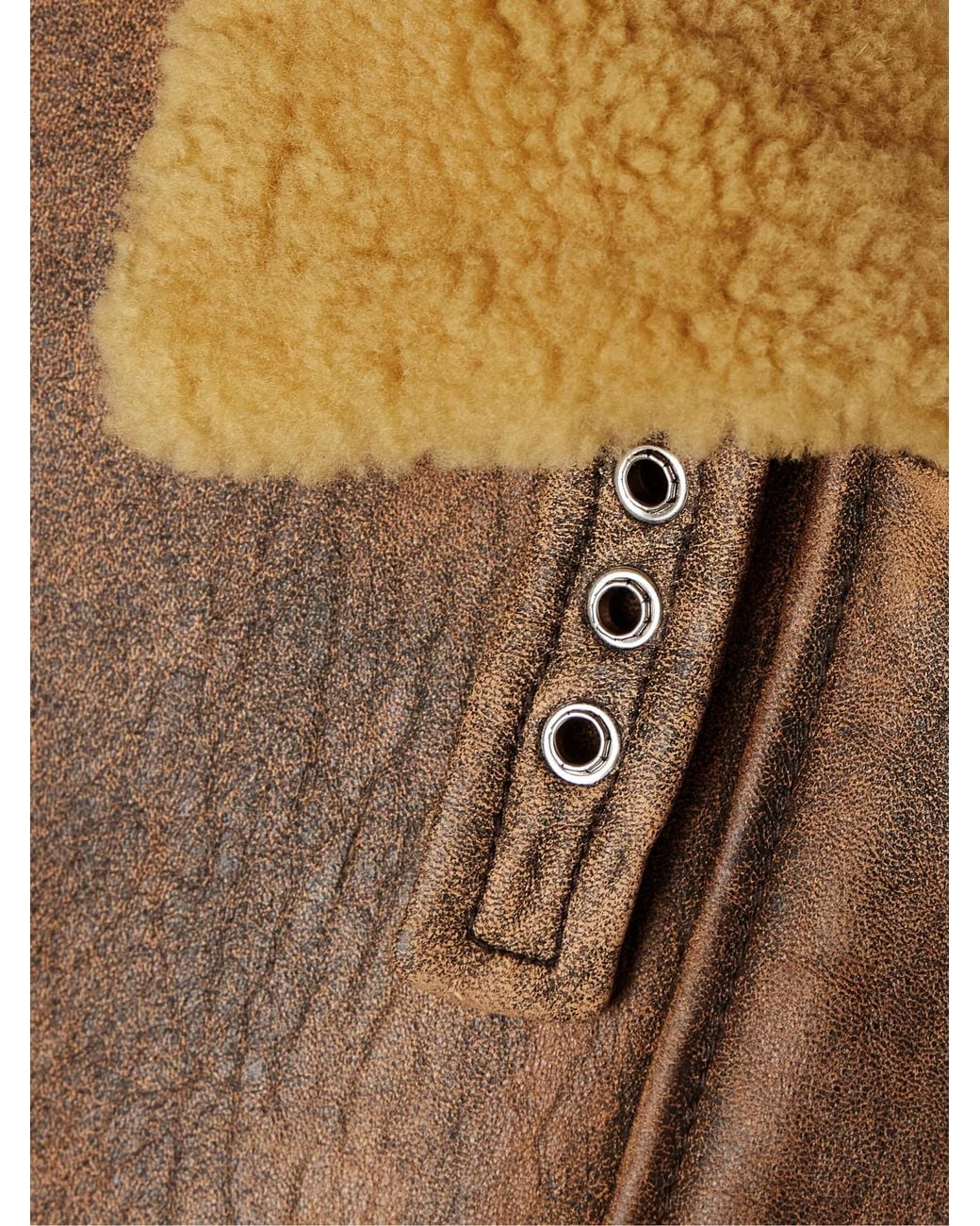 Khaite Brown Shearling-Trimmed Leather Jacket