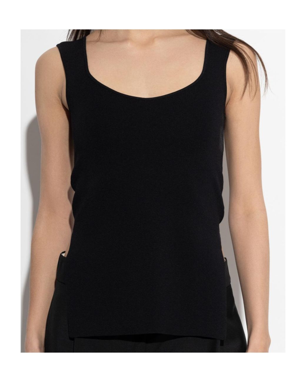 Rohe Black Scoop Neck Side-Slit Top