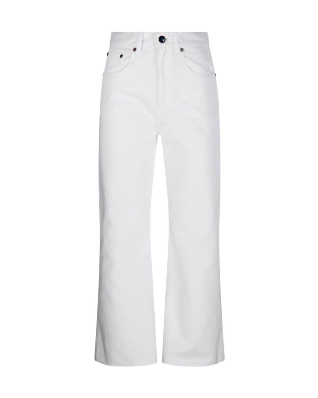 Victoria Beckham White Logo-Patch Bootcut Jeans
