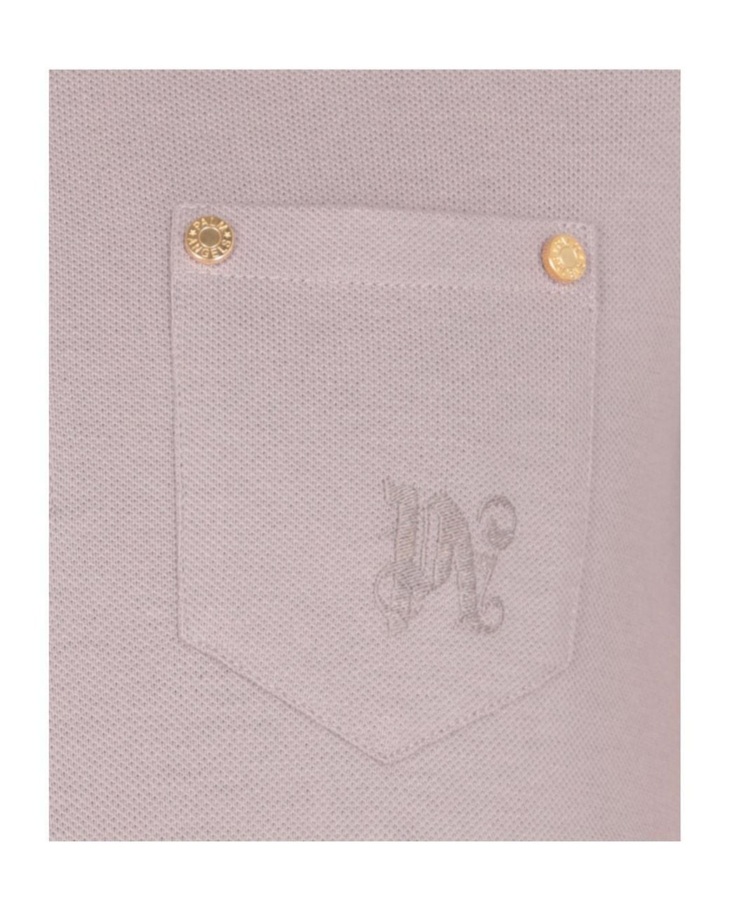 Palm Angels Purple Logo Embroidered Mini Polo Dress