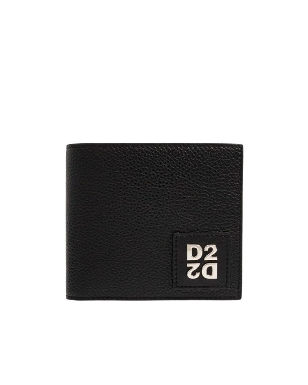 DSquared² Black Logo Plaque Wallet for men