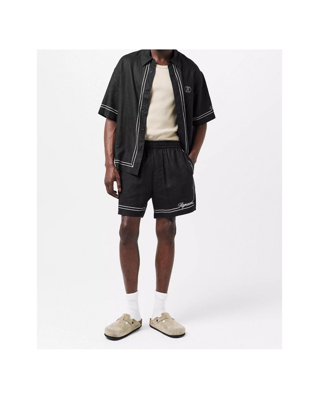 Represent Black Rep Border Patterned Shirt for men