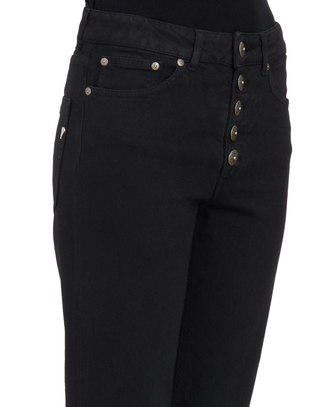 Dondup Black Multi-Button Denim Trousers