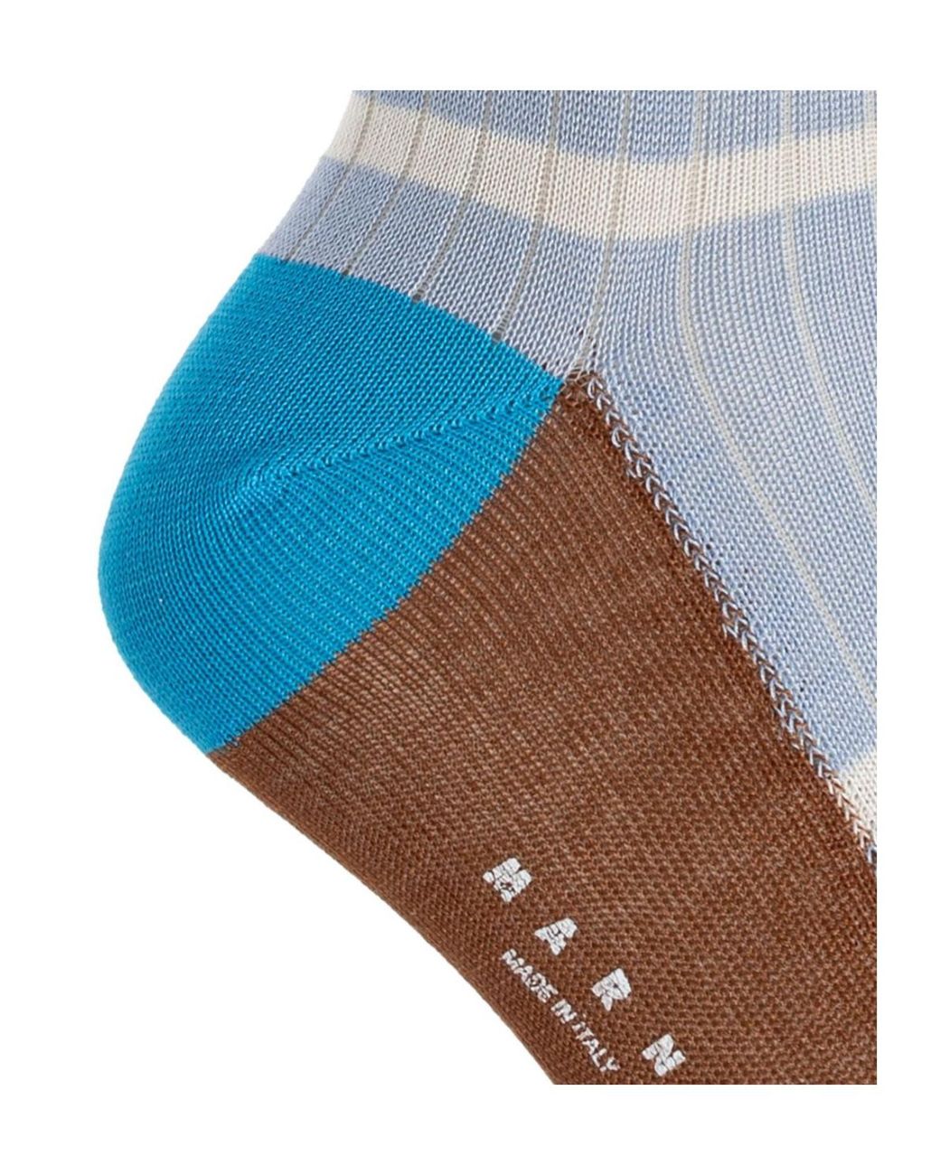 Marni Blue Stripe Pattern Logo Socks