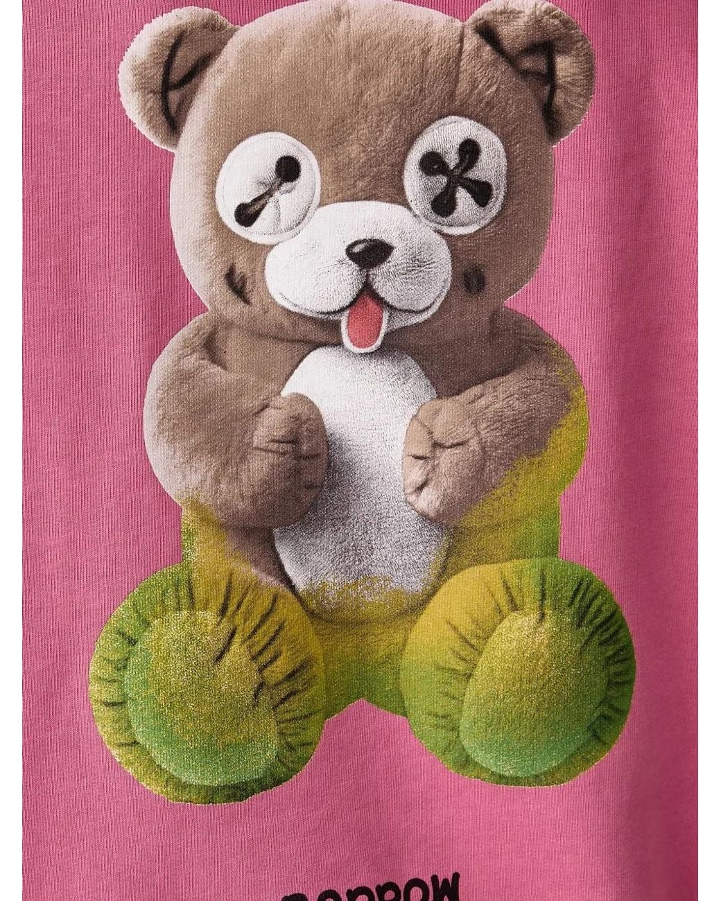Barrow Pink Teddy-Bear Print Hoodie for men