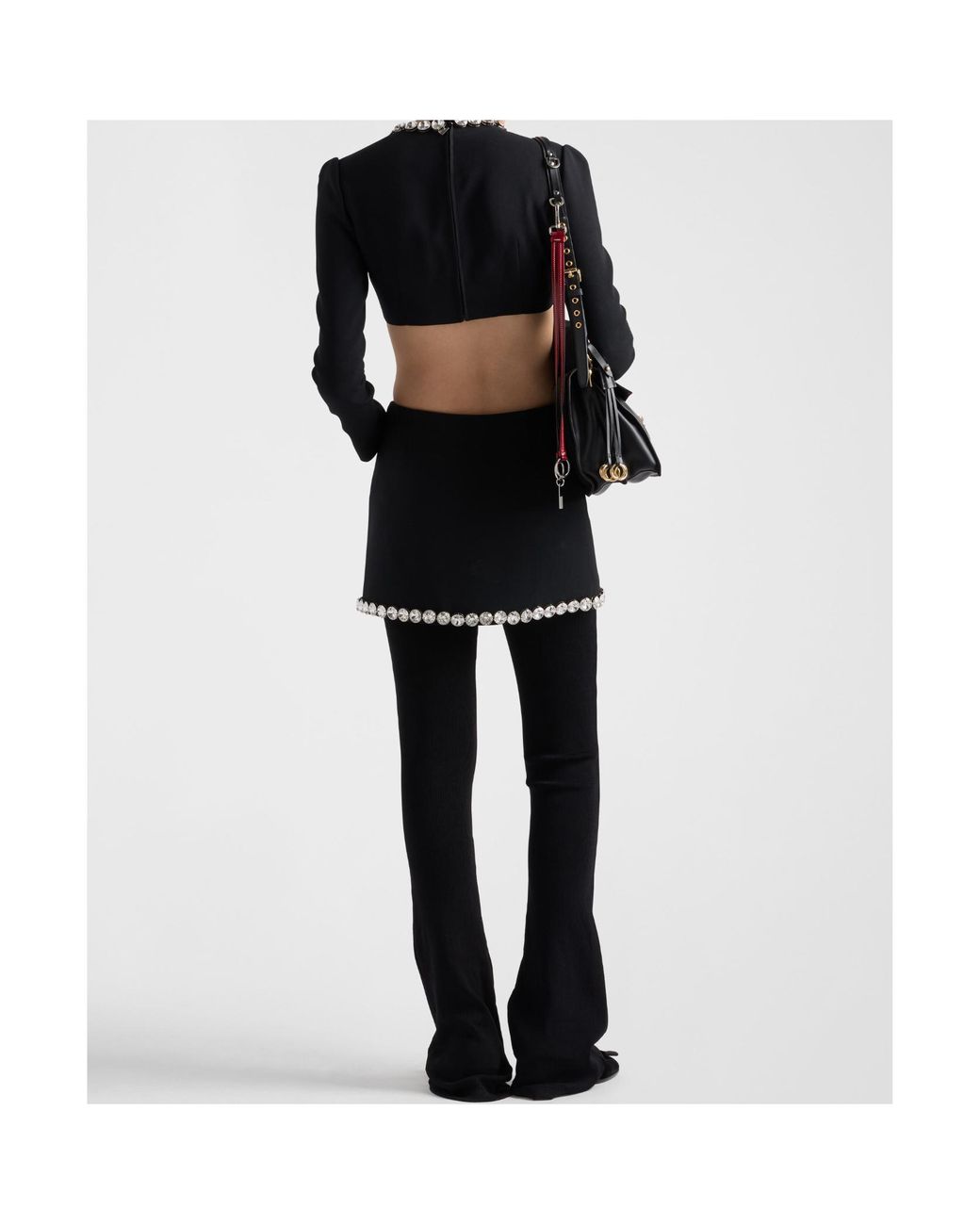 Prada Black Sablè Crystal Embellishment Mini Skirt
