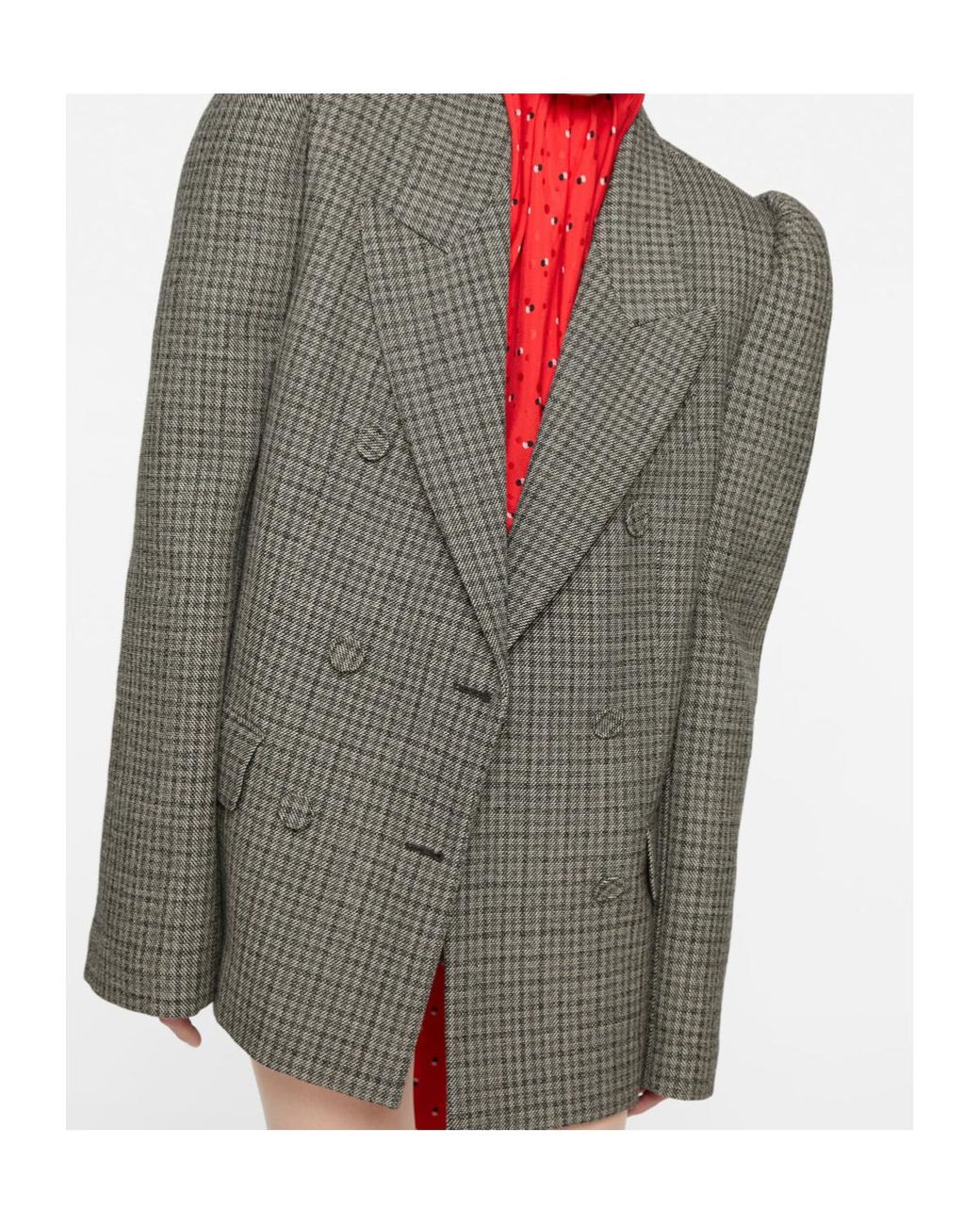 Acne Gray Houndstooth Double-Breasted Blazer