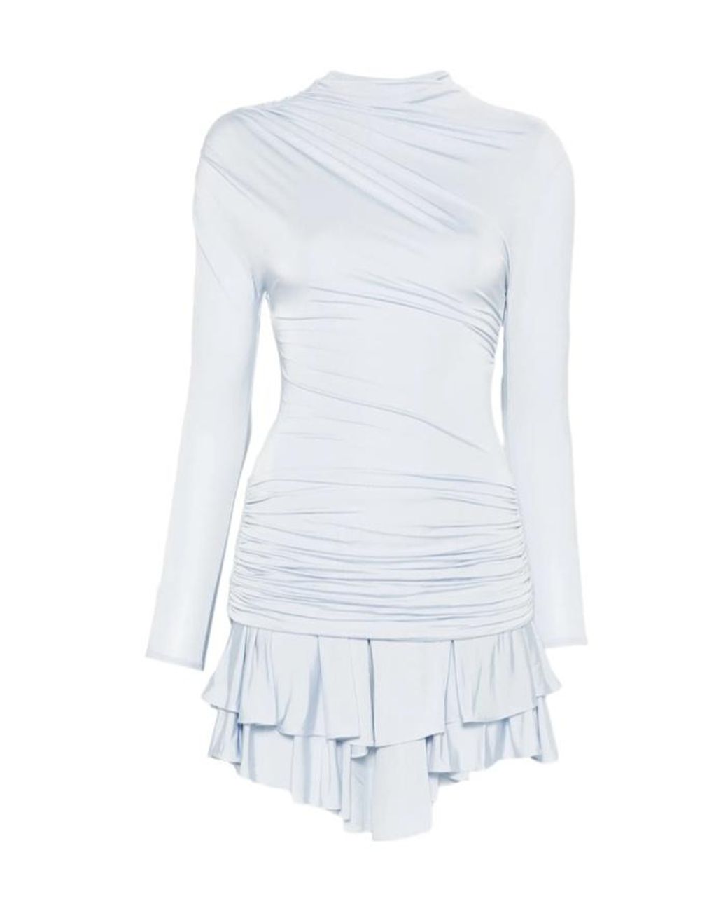 Self-Portrait White Ruffled Long-Sleeved Mini Dress
