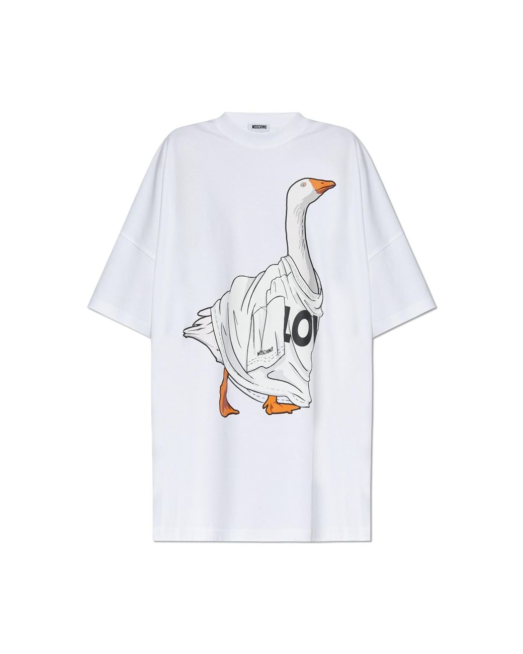 Moschino White Graphic Printed Crewneck T-Shirt Dress