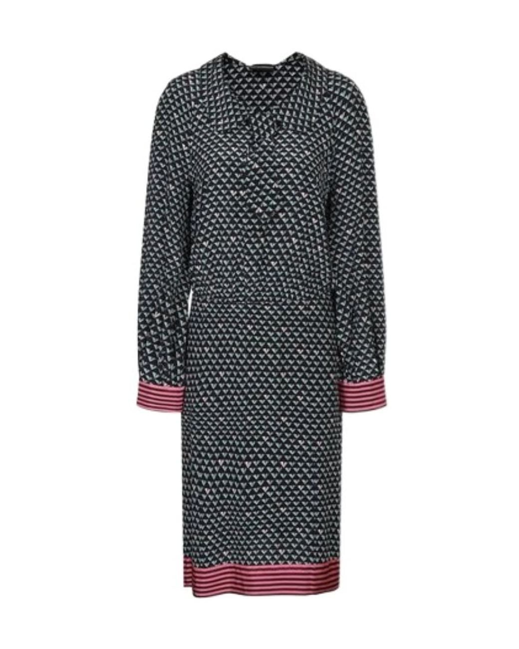 Emporio Armani Gray Long-Sleeved Printed Dress