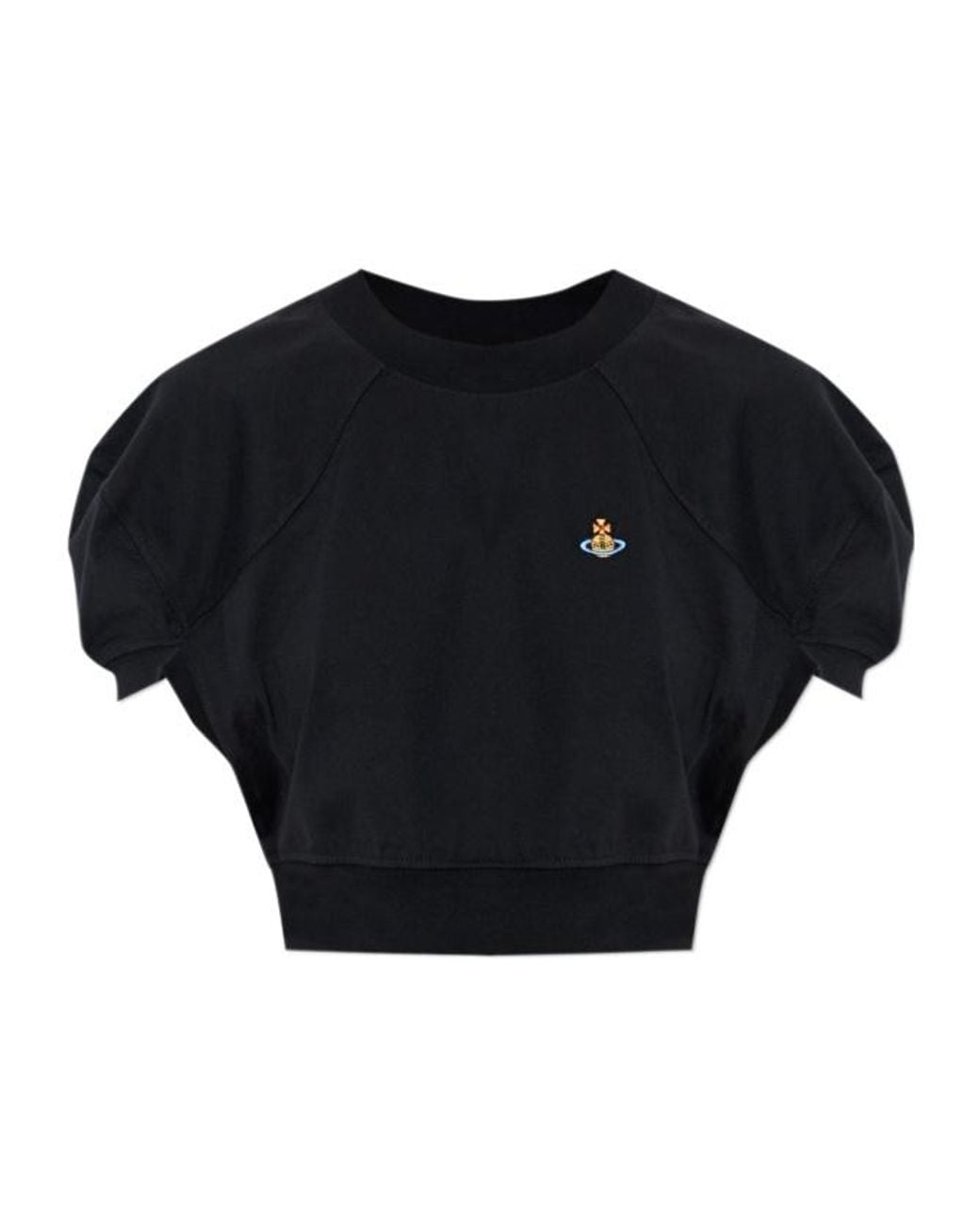 Vivienne Westwood Black Logo Embroidered Cropped Top