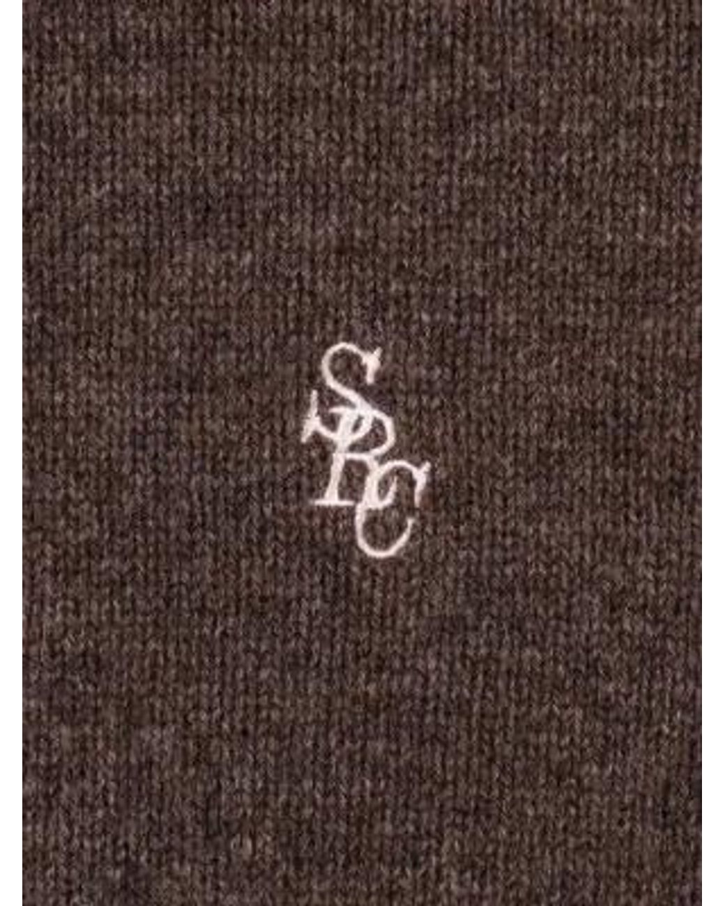 Sporty & Rich Brown V-Neck Embroidered-Logo Sweater