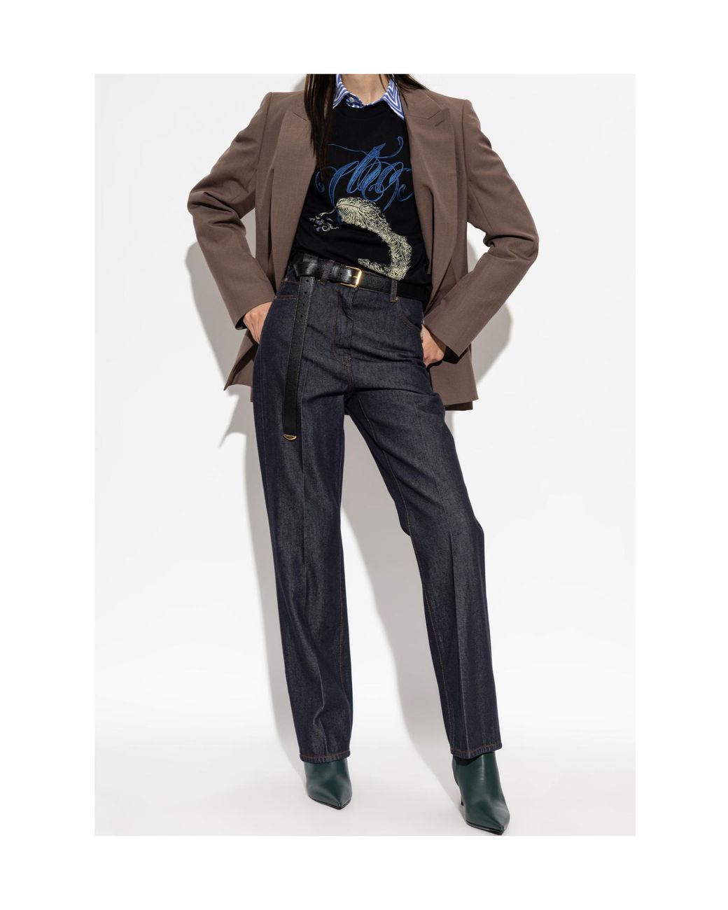 Etro Black Script Feather Print T-Shirt