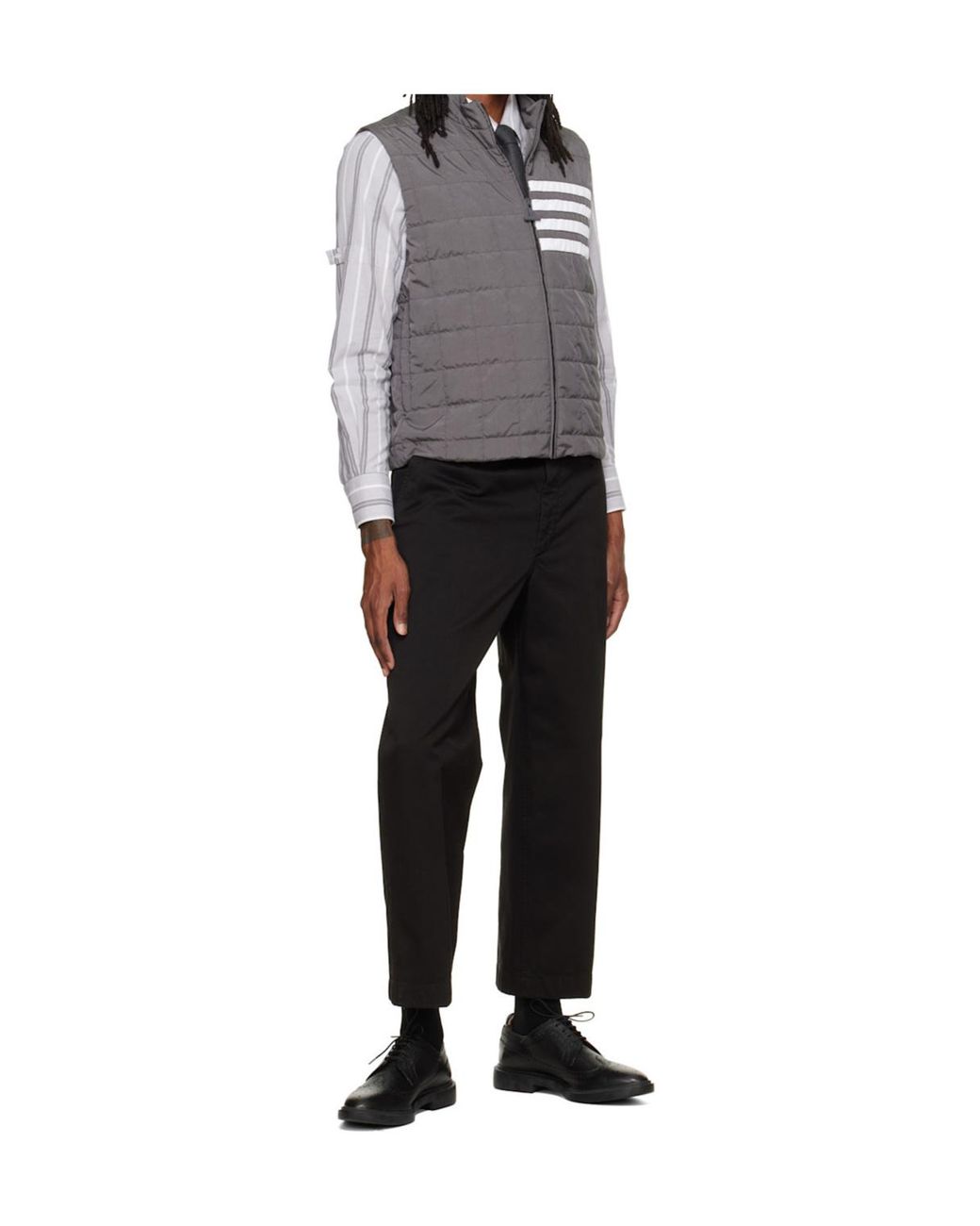 Thom Browne Gray 4-Bar Ripstop Quilted Vest for men