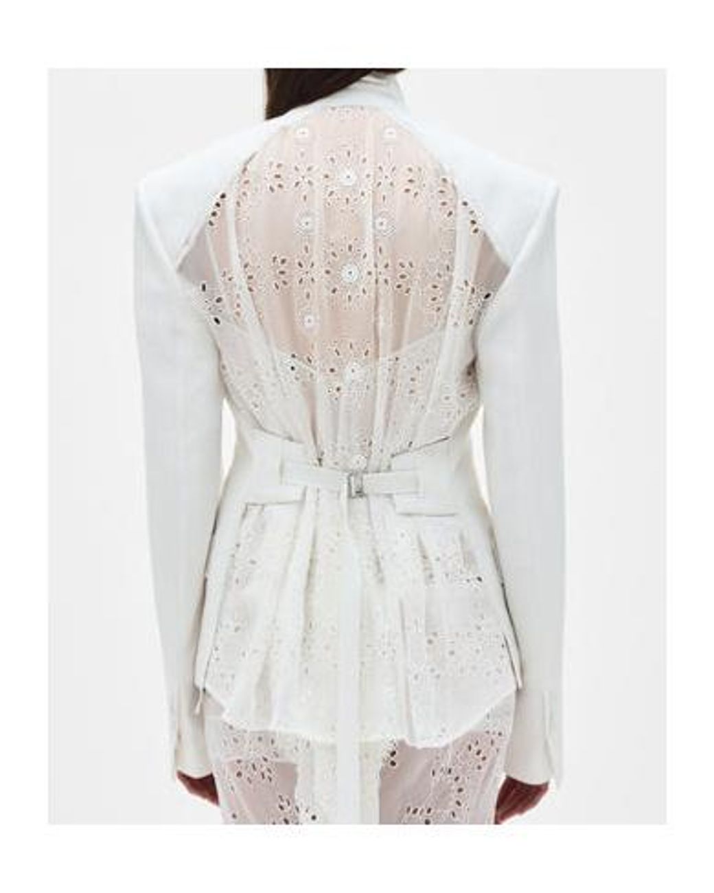 Ann Demeulemeester White Susa Anglaise Broderie Blazer