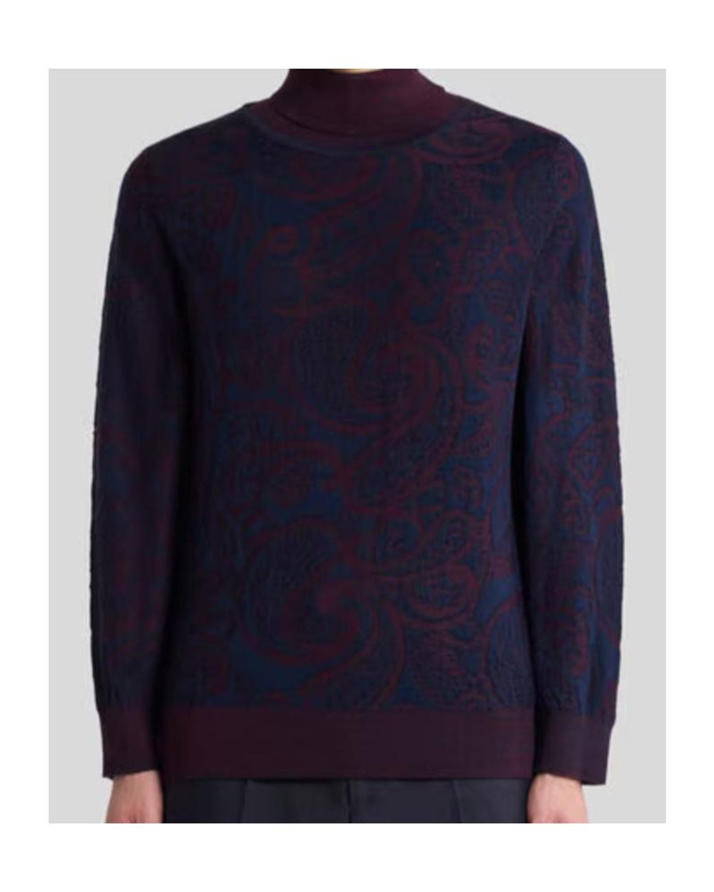 Etro Blue Wool-Blend Jacquard Turtleneck Sweater for men