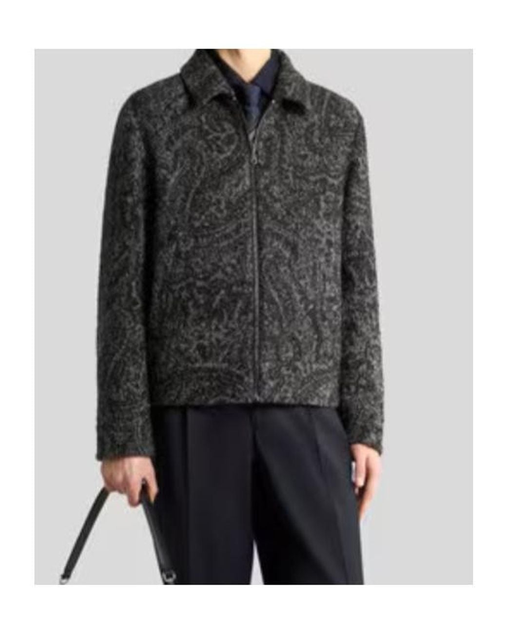 Etro Black Pattern-Jacquard Zipped Bomber Jacket for men