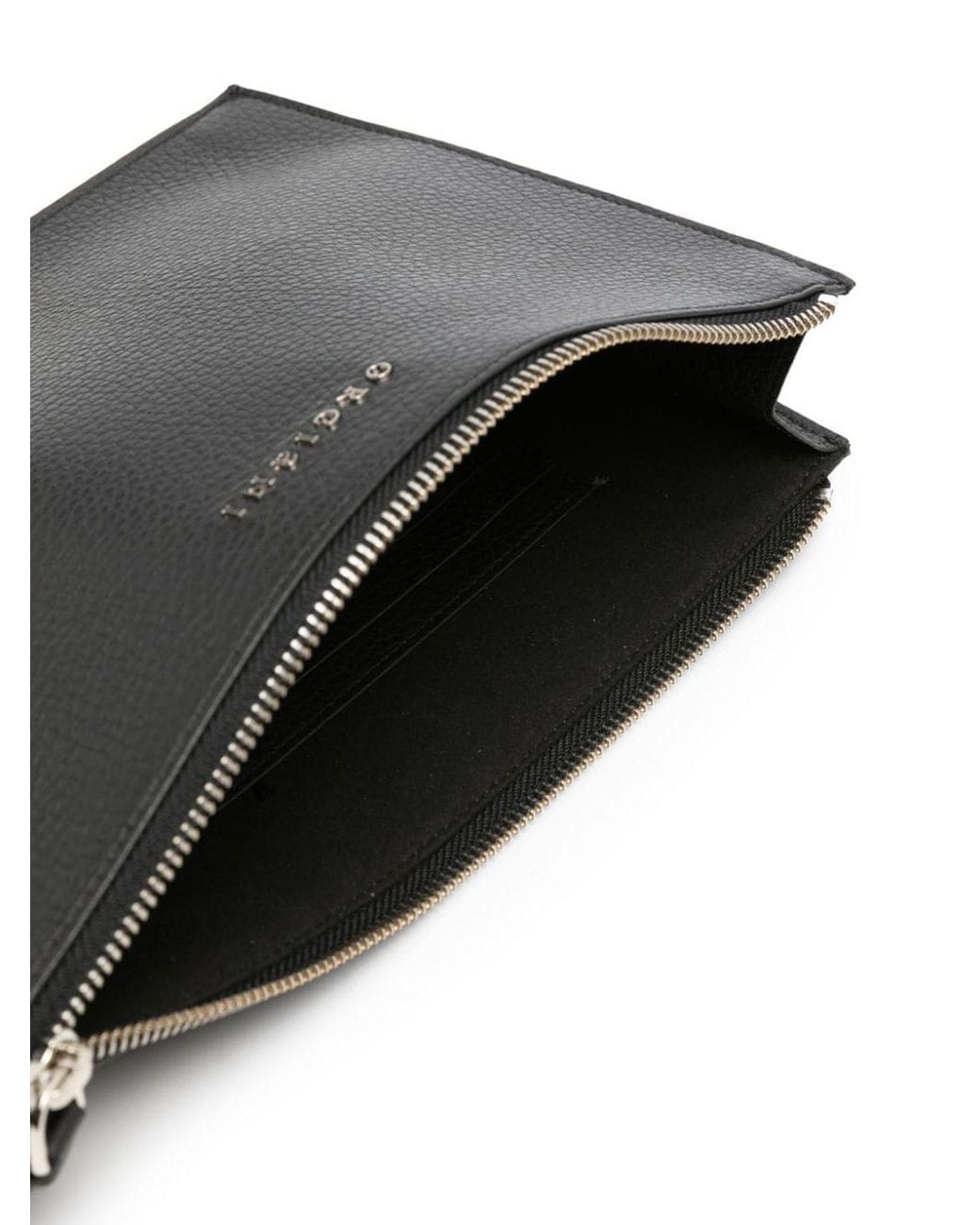 Orciani Black Logo-Lettering Leather Clutch for men