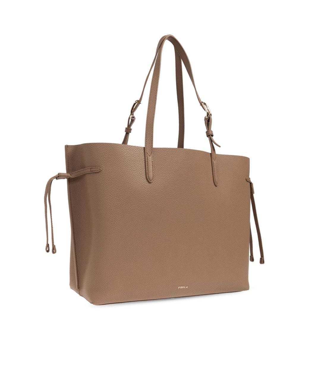 Furla Brown Ava Logo Printed Large Shopper Bag