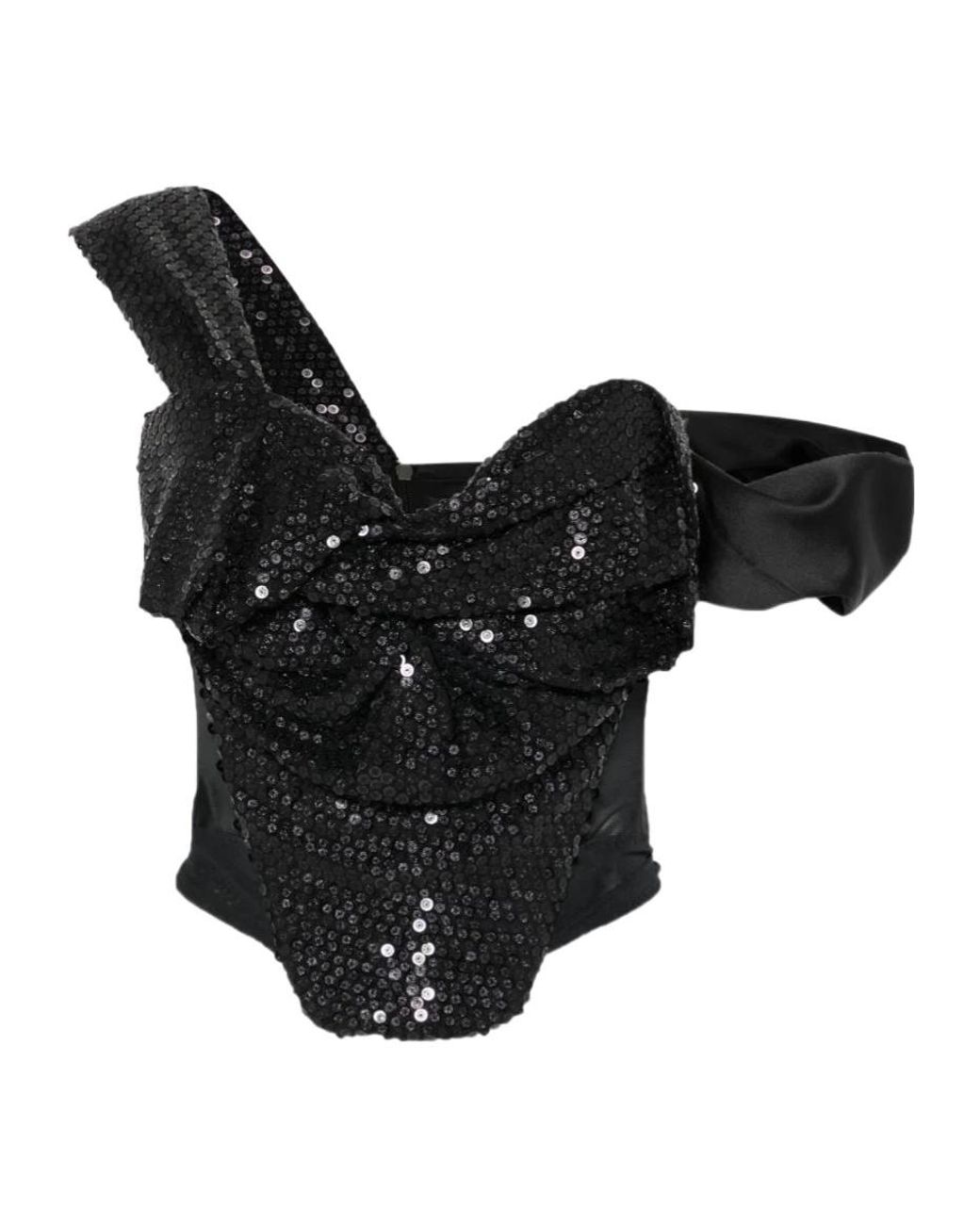 Vivienne Westwood Black Knot Sequin Embellished Corset Top