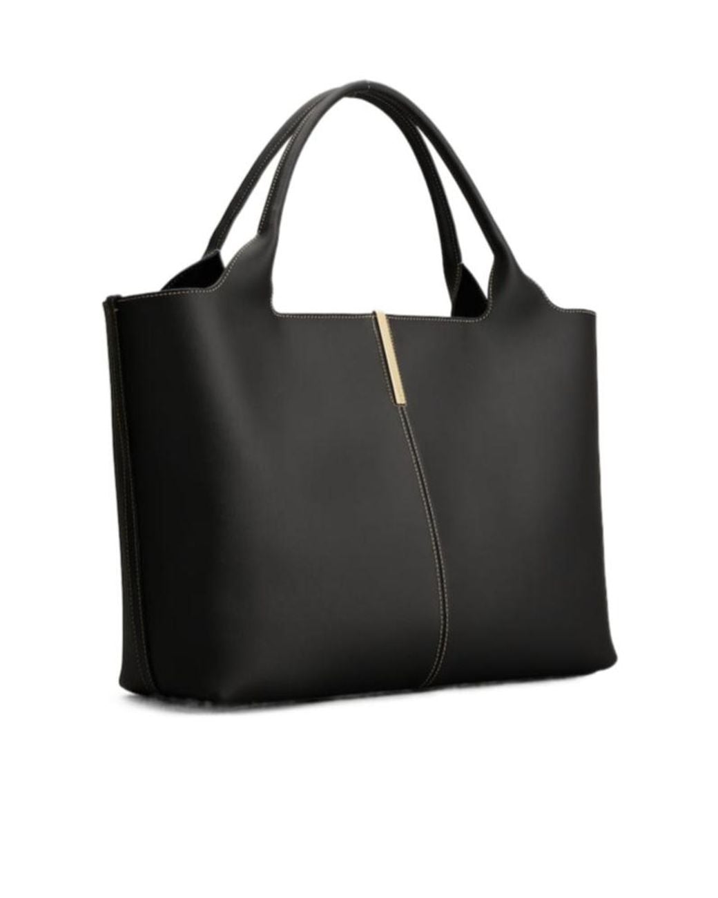Tod's Black Logo Plaque Medium-Small Shopping Bag