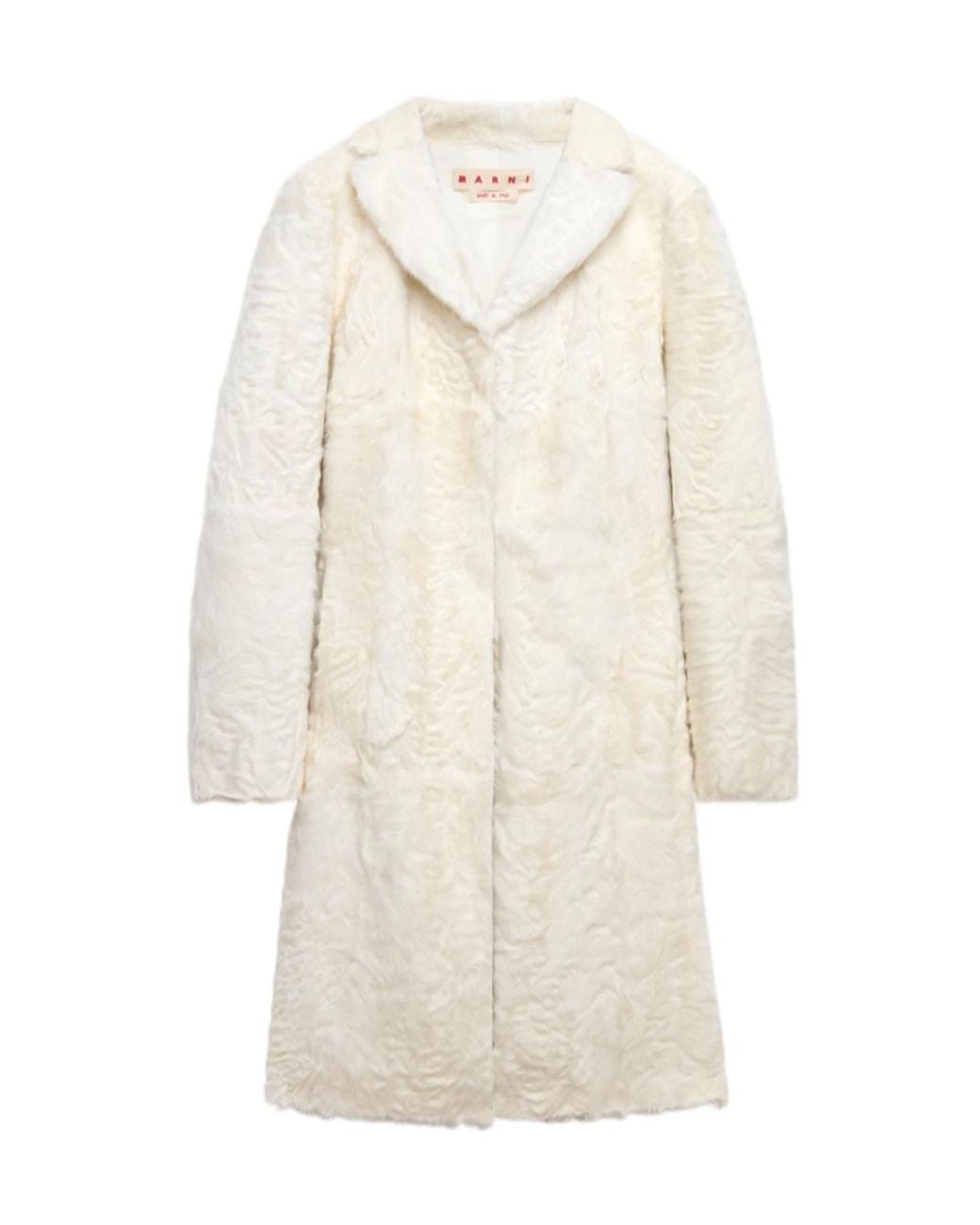 Marni White Wavy Lamb Fur Coat