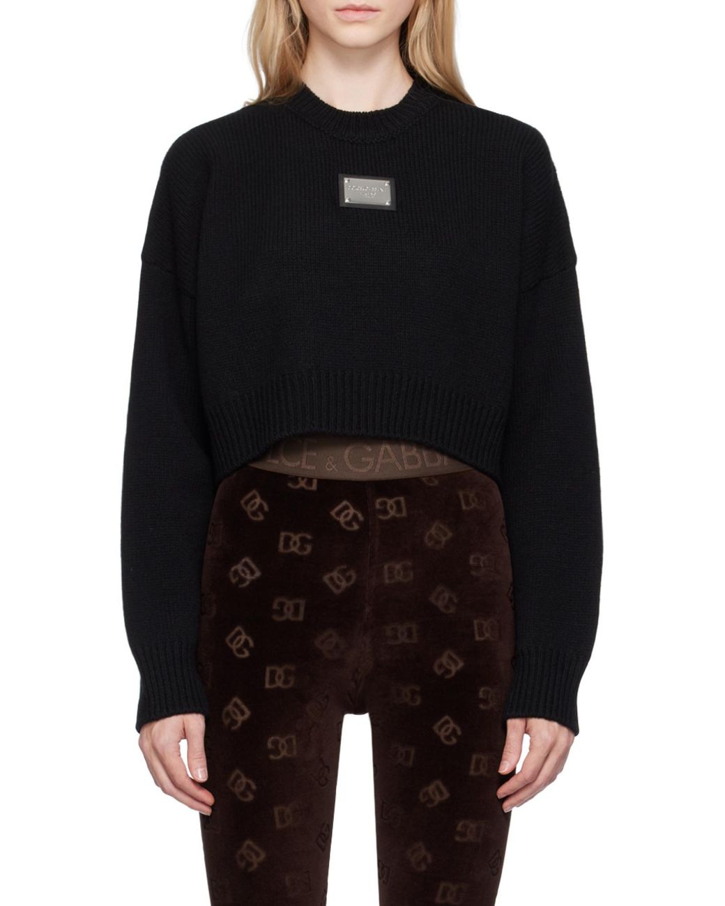 Dolce & Gabbana Black Logo Plaque Knitted Jumper