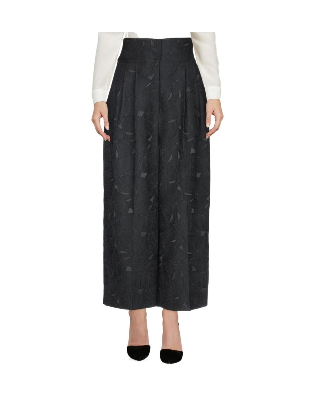 Dolce & Gabbana Black Printed Wide-Leg Trousers