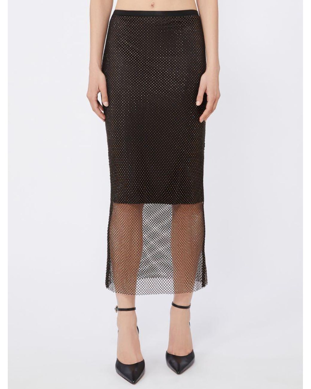 Sportmax Brown Embellished Mesh Skirt