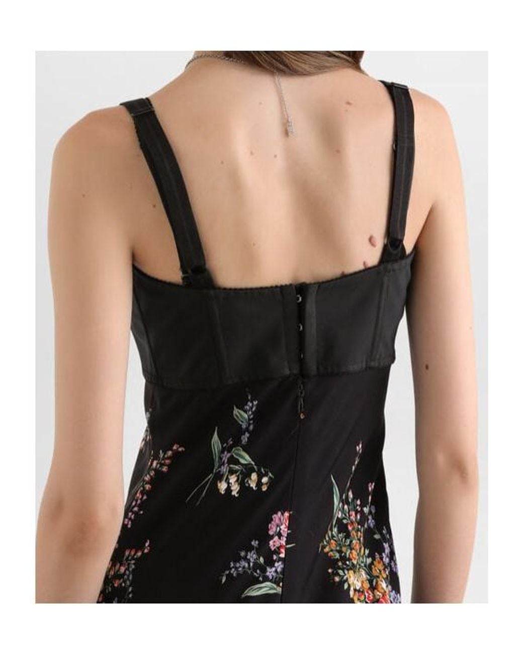 Dolce & Gabbana Black Flower Bouquets Printed Long Charmeuse Dress