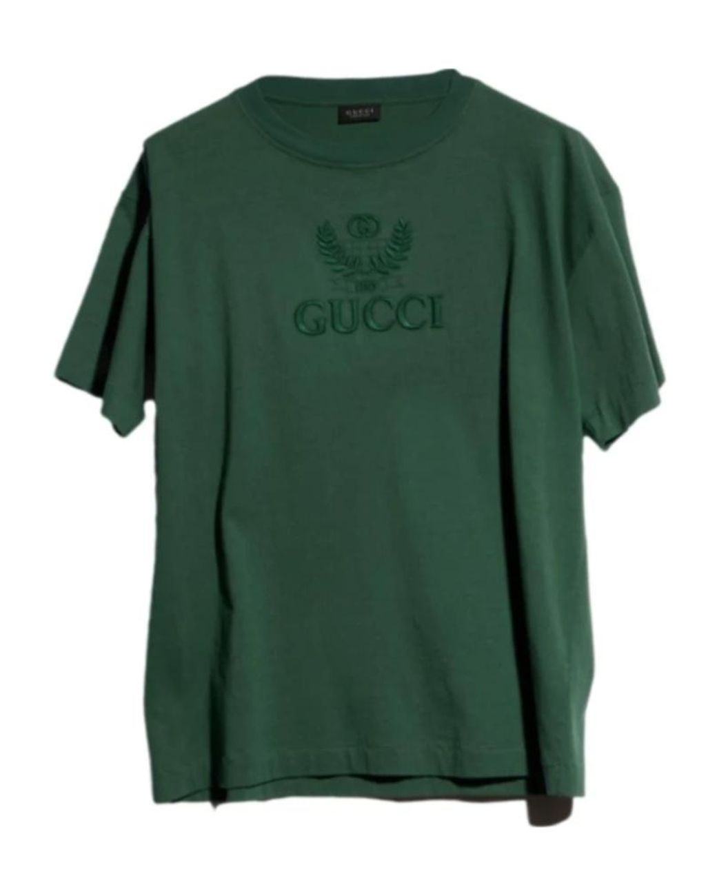 Gucci Green Cotton Jersey T-Shirt With Embroidery for men